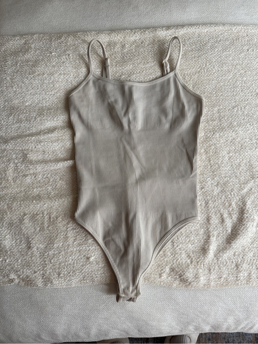 OQQ beige ribbed tank top bodysuit shapewear
